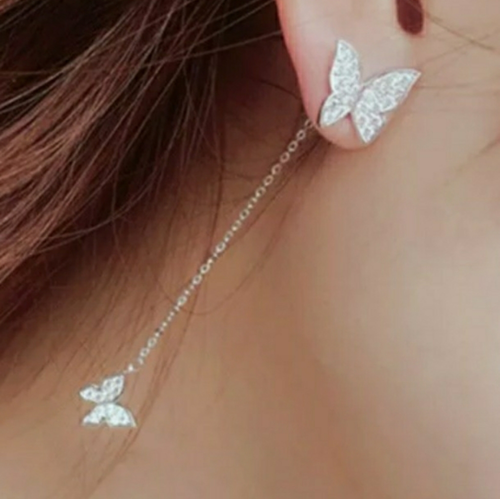 Sterling Butterfly Diamond .925 silver posts